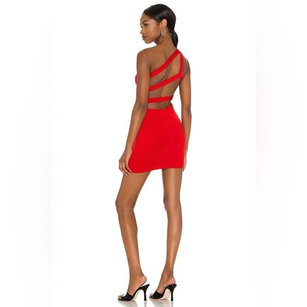 Superdown Davey red one shoulder strappy back mini dress women’s size medium